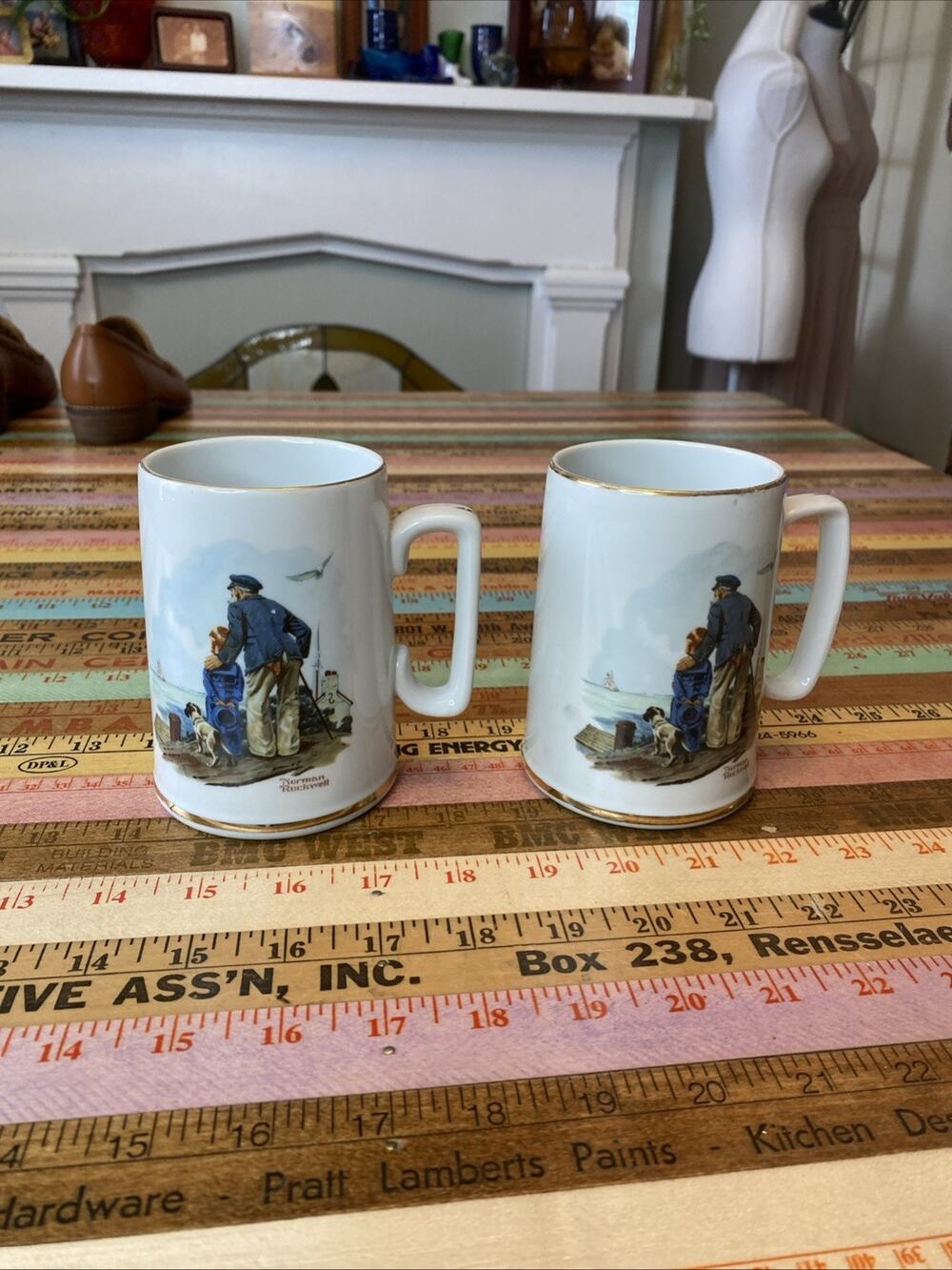 Vintage Norman Rockwell Museum Inc. Looking Out to Sea 1985 Coffee Mug Pair 2